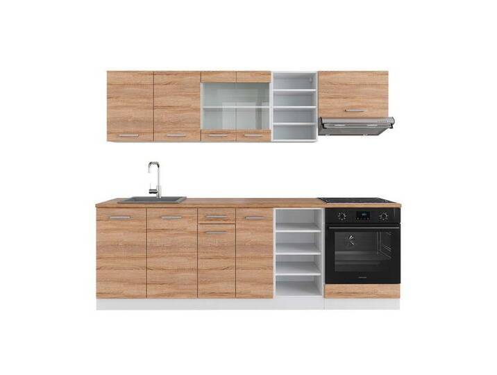 Vicco Küchenzeile R-Line, Sonoma/Weiß/Weiß, 240 cm, AP Eiche, weiß, Mit AP Eiche von OTTO