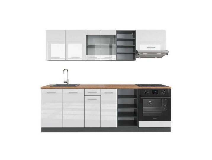 Vicco Küchenzeile R-Line, Weiß Hochglanz/Anthrazit, 240 cm, AP Eiche, weiß, Mit AP Eiche Vicco Küchenzeile R-Line, Weiß Hochglanz/Anthrazit, 240 cm, AP Eiche, weiß, Mit AP Eiche von OTTO