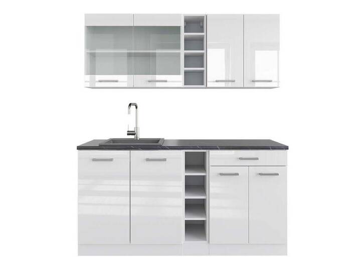 Vicco Küchenzeile R-Line, Weiß Hochglanz/Weiß, 160 cm, AP Anthrazit, weiß, Mit AP Anthrazit von OTTO