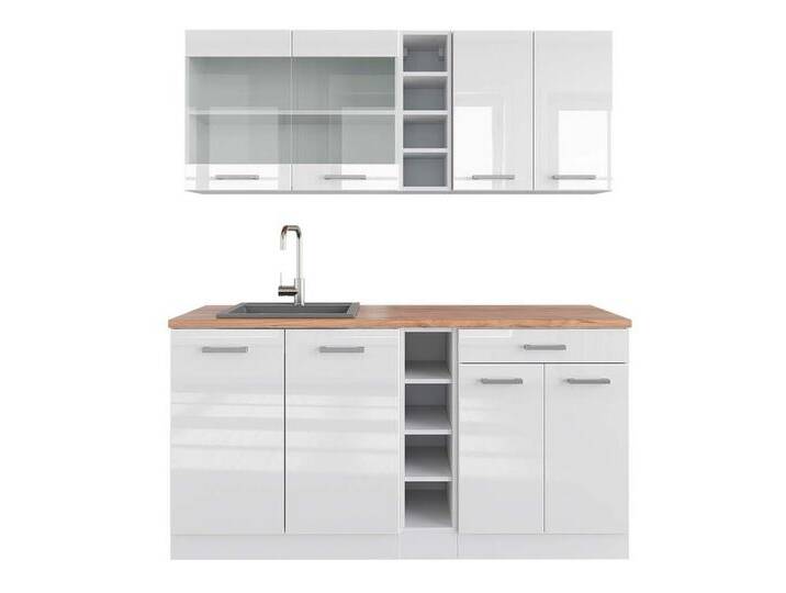 Vicco Küchenzeile R-Line, Weiß Hochglanz/Weiß, 160 cm, AP Eiche, weiß, Mit AP Eiche Vicco Küchenzeile R-Line, Weiß Hochglanz/Weiß, 160 cm, AP Eiche, weiß, Mit AP Eiche von OTTO