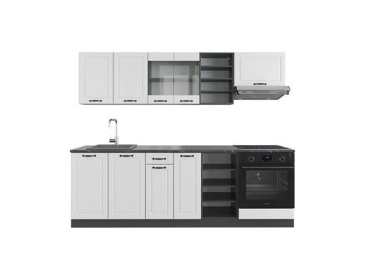 Vicco Küchenzeile R-Line, Weiß Landhaus/Anthrazit, 240 cm, AP Anthrazit, grau weiß, Mit AP Anthrazit von OTTO