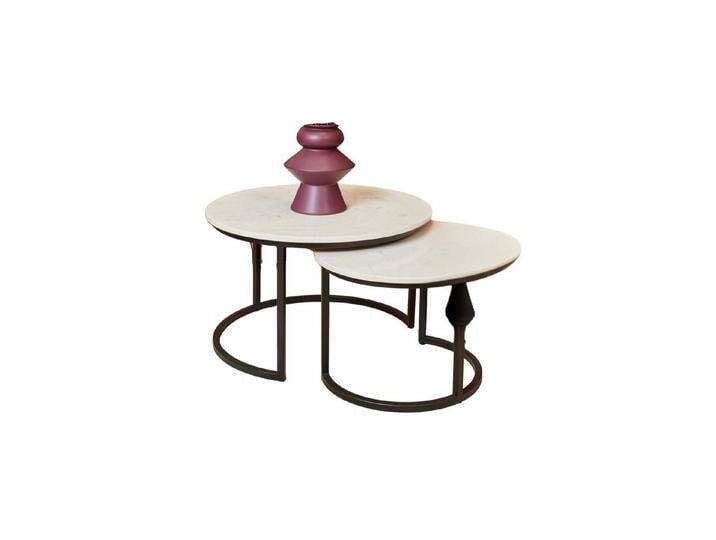 Villa Möbel Couchtisch Couchtisch Astra 2er-Set Rund Weißer Marmor (Set, 2-St., 2er-Set), Marmor mit Metallgestell, weiß von OTTO