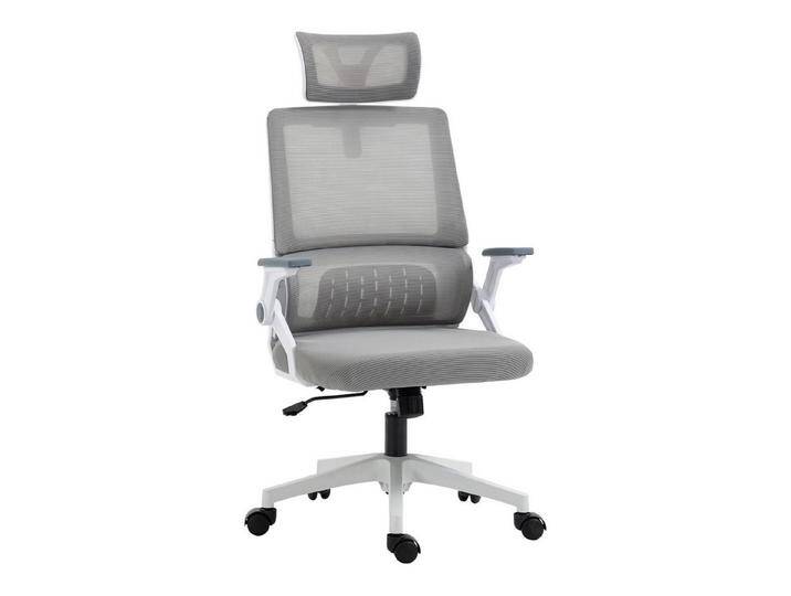 Vinsetto Bürostuhl Ergonomisch, Schreibtischstuhl mit Verstellbar Kopfstütze, Armlehne (Drehstuhl, 1 St), mit Wippfunktion, Lendenstütze, Mesh, Grau von OTTO