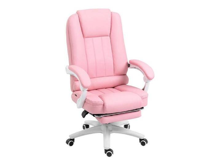 Vinsetto Schreibtischstuhl Chefsessel mit Fußstütze Höhenverstellbarer Drehstuhl, Computerstuhl (Bürostuhl, 1 St), mit Liegefunktion, Rollen, rosa von OTTO