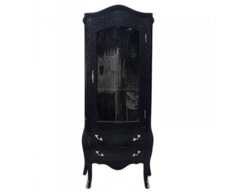 Vitrine Barock Vitrine in Schwarz / Glitzerlook - Vitrinenschrank - Wohnzimmerschnank von OTTO