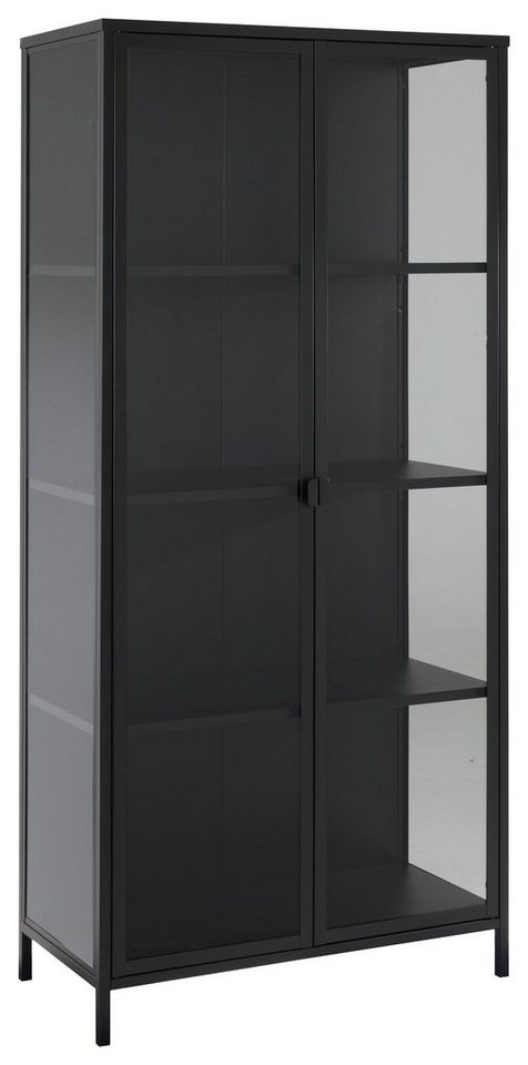 Vitrine CLASSIC, Schwarz matt, Metall, mit 2 Glastüren, BxHxT 80 x 180 x 40 cm von OTTO