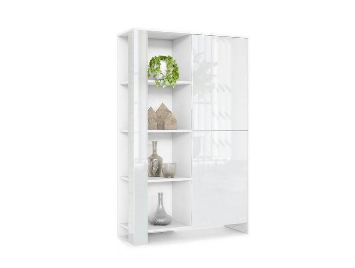 Vladon Highboard Canto (Highboard, mit 2 Türen und 8 Fächern), Weiß matt, Weiß Hochglanz, Weiß Hochglanz, weiß, Weiß Hochglanz von OTTO