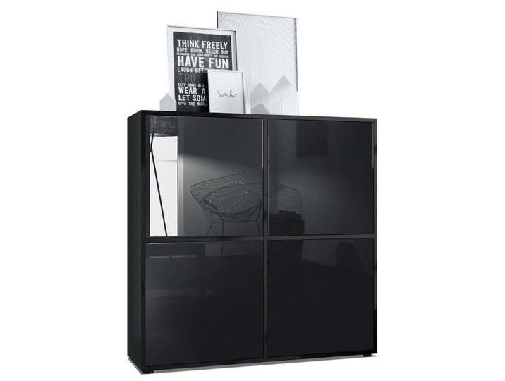 Vladon Highboard Cuba V2 (Schrank, 104 x 105,5 x 35,5 cm Sideboard mit 8 Fächern), Korpus in Schwarz matt / Fronten in Schwarz Hochglanz, schwarz von OTTO