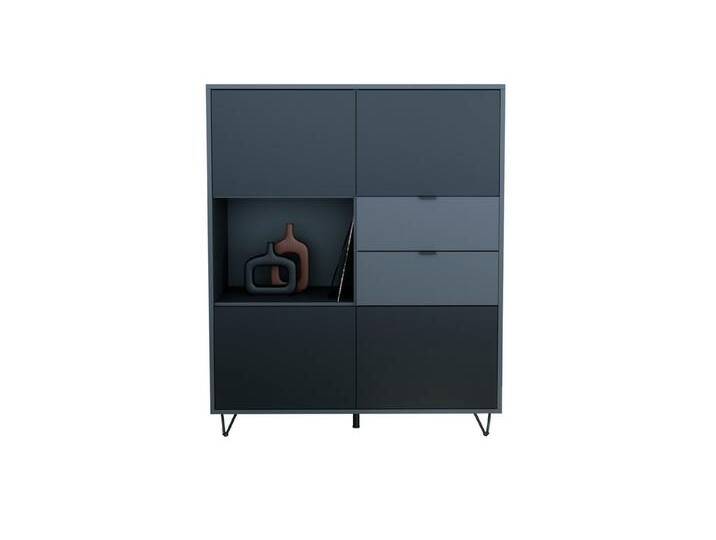 Vladon Highboard Marino (Highboard mit 4 Tür Schwarz matt, 2 Schubladen Anthrazit matt, Made in Germany), Korpus Anthrazit matt (103 x 125,5 x 37 cm) von OTTO
