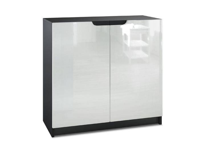 Vladon Kommode Logan (Kommode, mit 2 Türen), Schwarz matt/Weiß Hochglanz (82 x 78 x 37 cm), weiß, Fronten in Weiß Hochglanz von OTTO