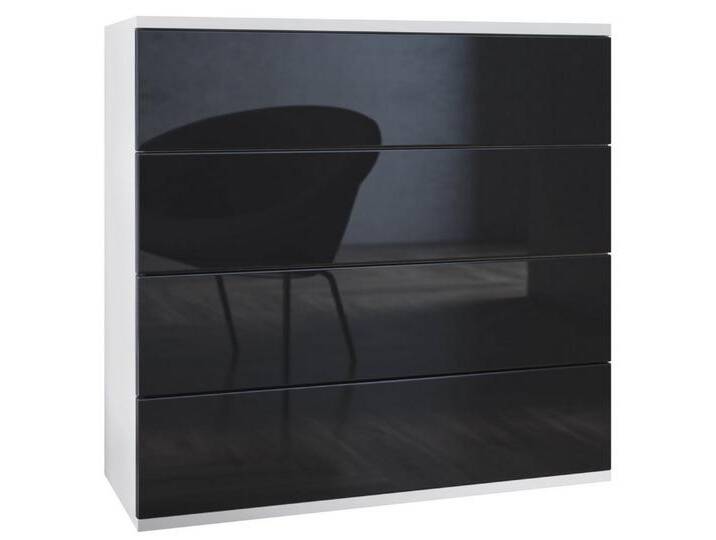 Vladon Kommode Pavos V3 (Sideboard hängend, mit 4 Schubladen), Weiß matt/Schwarz Hochglanz (76 x 76 x 35 cm), schwarz, Schwarz Hochglanz von OTTO