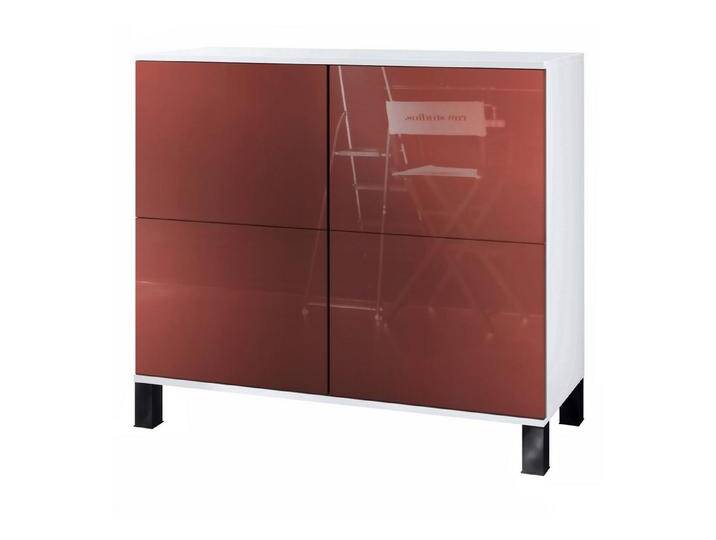 Vladon Kommode Rova V3 (Moderner Küchenschrank, mit 4 Push-to-Open Türen), Weiß matt / Bordeaux Hochglanz (92,5 x 84.5 x 35), rot, Höhe 84,5 cm von OTTO