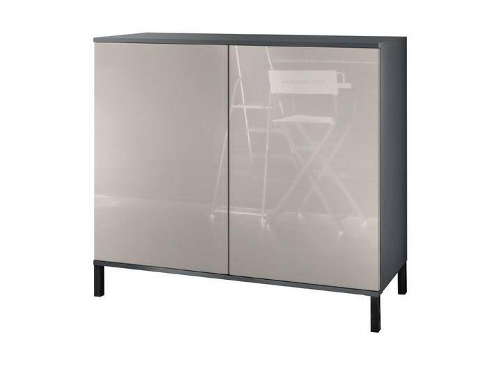 Vladon Kommode Skadu V3 (Moderner Küchenschrank, mit 2 großen Türen), Anthrazit matt / Sandgrau Hochglanz (92,5 x 83.5 x 35), grau, Höhe 83,5 cm von OTTO