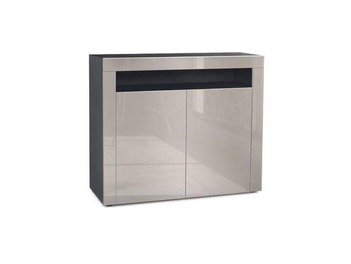 Vladon Kommode Valencia (Kommode, Sideboard mit 2 Türen und 1 offenem Fach), Schwarz matt/Sandgrau Hochglanz/Sandgrau Hochglanz (108 x 92 x 40 cm) von OTTO
