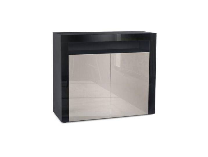 Vladon Kommode Valencia (Kommode, Sideboard mit 2 Türen und 1 offenem Fach), Schwarz matt/Sandgrau Hochglanz/Schwarz Hochglanz (108 x 92 x 40 cm) von OTTO