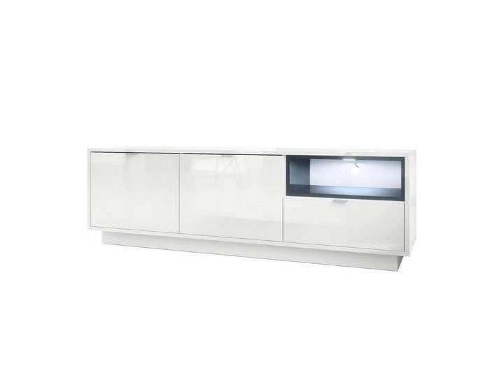Vladon Lowboard Metro (Lowboard, mit 2 Türen, Schublade und offenem Fach), Weiß Hochglanz/Grau Hochglanz inkl. LED-Beleuchtung (153 x 48 x 37 cm), grau von OTTO