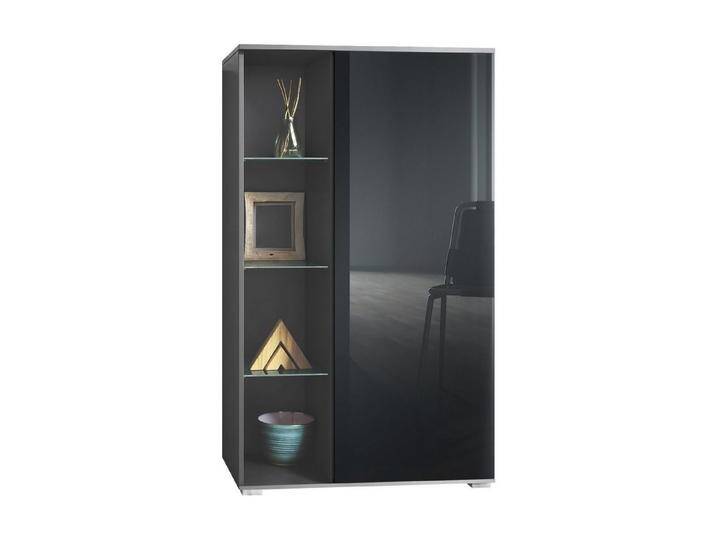Vladon Standvitrine Davos (Standvitrine, mit 3 Glasböden und 8 Fächer) Anthrazit matt/Schwarz Hochglanz (71,5 x 134 x 35 cm), schwarz von OTTO