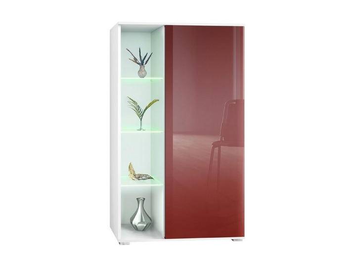Vladon Standvitrine Davos (Standvitrine, mit 3 Glasböden und 8 Fächer inkl. LED) Weiß matt/Bordeaux Hochglanz (71,5 x 134 x 35 cm), rot von OTTO