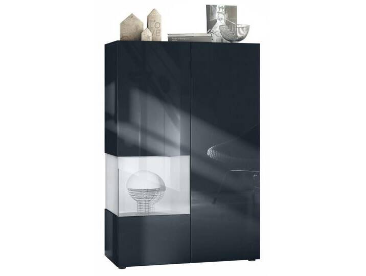 Vladon Standvitrine Morena V2 (Standvitrine, mit 2 Türen und Glaseinsatz) Schwarz matt/Schwarz Hochglanz/Weiß matt(91,5 x 136,5 x 37 cm), weiß von OTTO