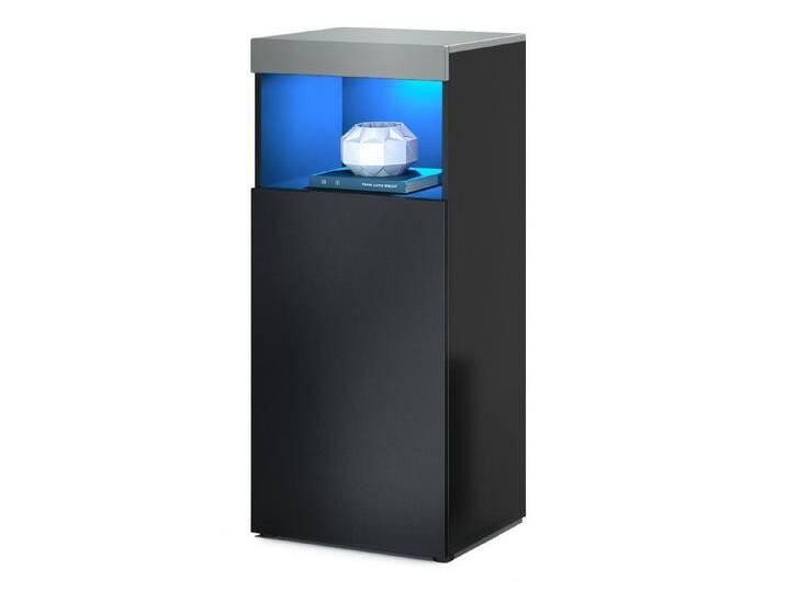 Vladon Standvitrine Pure (Vitrine, Pure in Schwarz matt Korpus, Graphit Seidenmatt Front mit LED Beleucht) Farbige oberfront, grau von OTTO