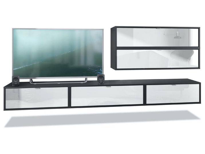 Vladon Wohnwand Lana V2, (Anbauwand, bestehend aus 5 Hängeelementen mit 12 Fächern), Schwarz matt/Weiß Hochglanz (260 x 150 x 37 cm), weiß von OTTO