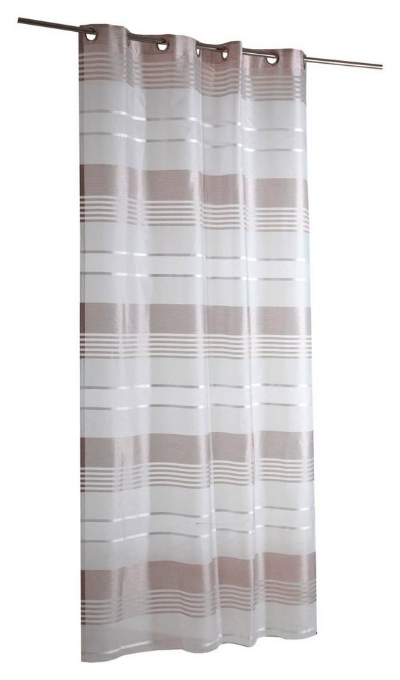Vorhang SANDY, 135 x 245 cm, Braun, Weiß, Ösen, halbtransparent, Polyester, Gestreift von OTTO