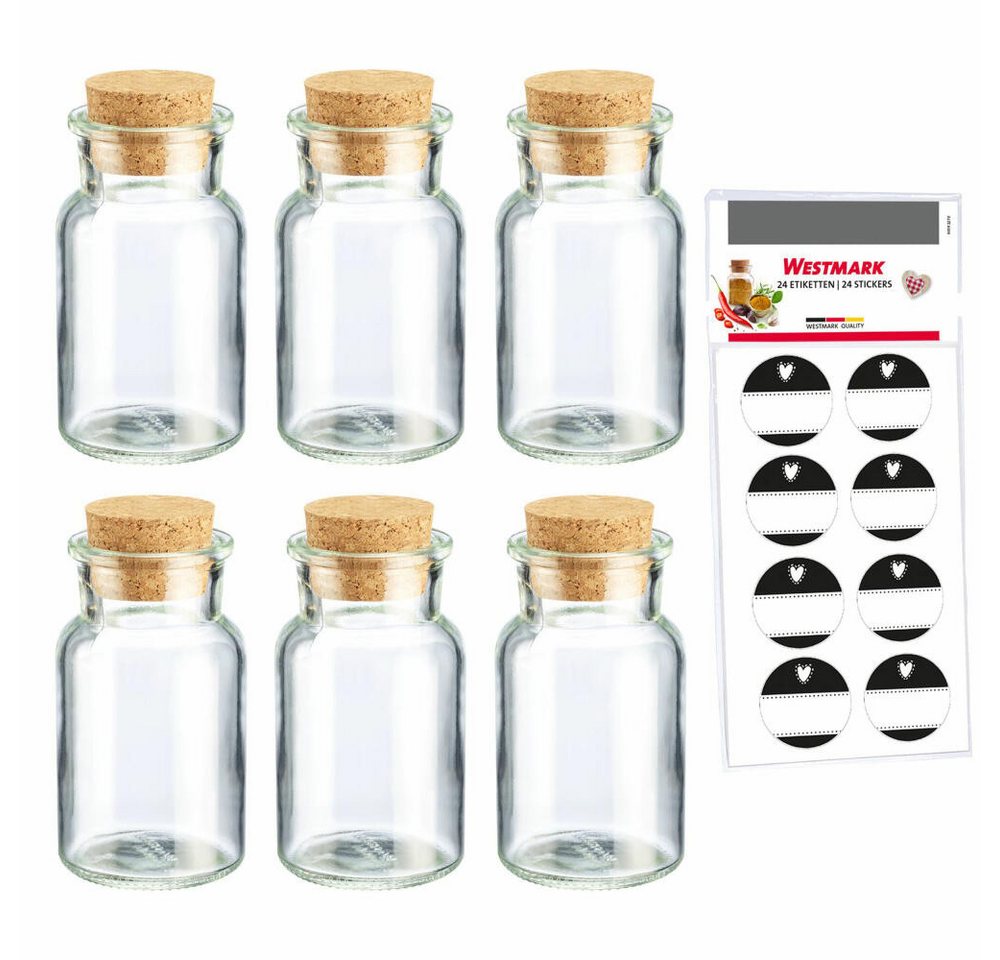 WESTMARK Vorratsdose 6 Gewürzgläser mit Korken, 150 ml + 8 Dekoetiketten, Glas, Kork, Papier WESTMARK Vorratsdose 6 Gewürzgläser mit Korken, 150 ml + 8 Dekoetiketten, Glas, Kork, Papier von WESTMARK