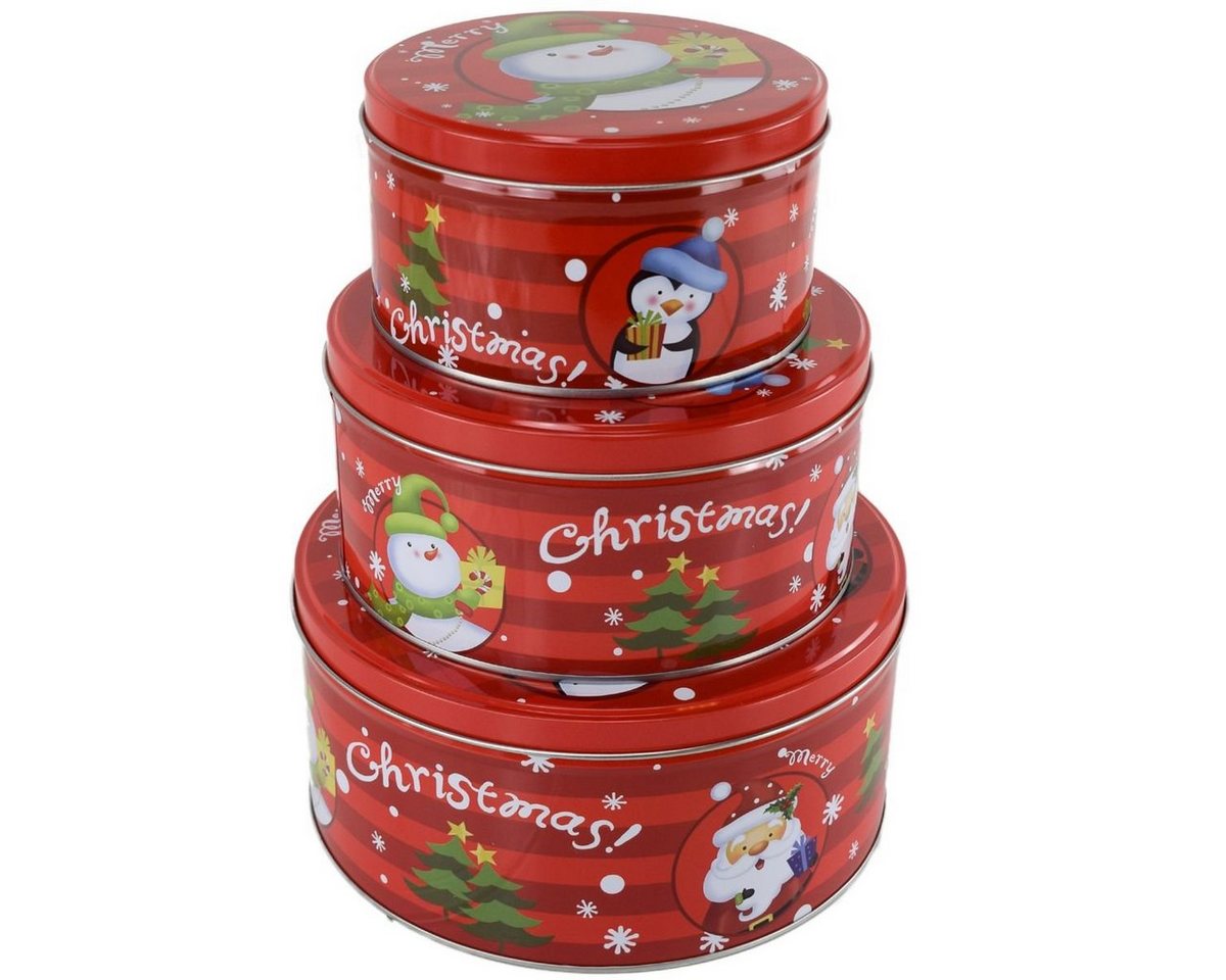 Jean Products Vorratsdose Metall Keksdosen mit Weihnachtsmotiv im Set mit 3 verschiedenen Größen, Metall, festlich gestaltet Jean Products Vorratsdose Metall Keksdosen mit Weihnachtsmotiv im Set mit 3 verschiedenen Größen, Metall, festlich gestaltet von Jean Products