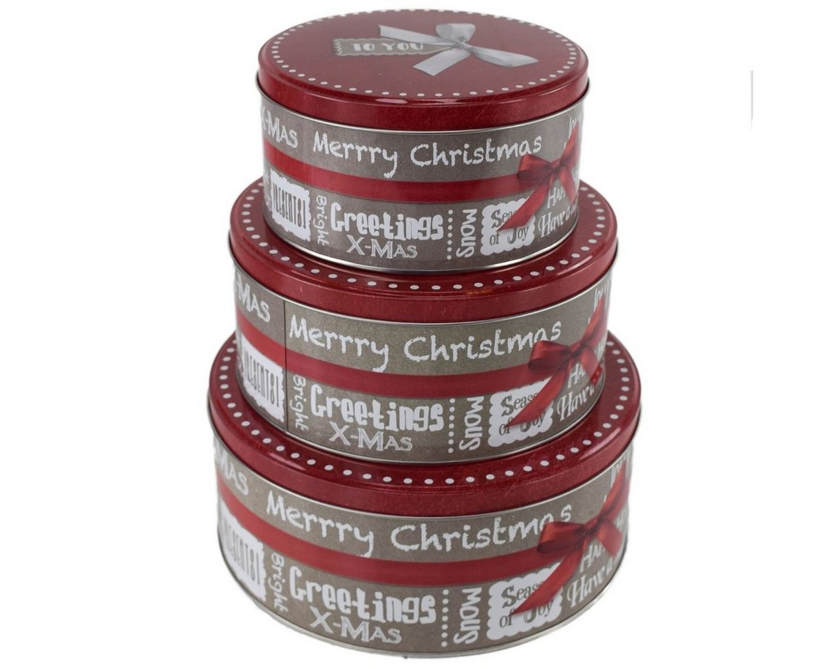 Jean Products Vorratsdose Metall Keksdosen mit Weihnachtsmotiv im Set mit 3 verschiedenen Größen, Metall, festlich gestaltet Jean Products Vorratsdose Metall Keksdosen mit Weihnachtsmotiv im Set mit 3 verschiedenen Größen, Metall, festlich gestaltet von Jean Products