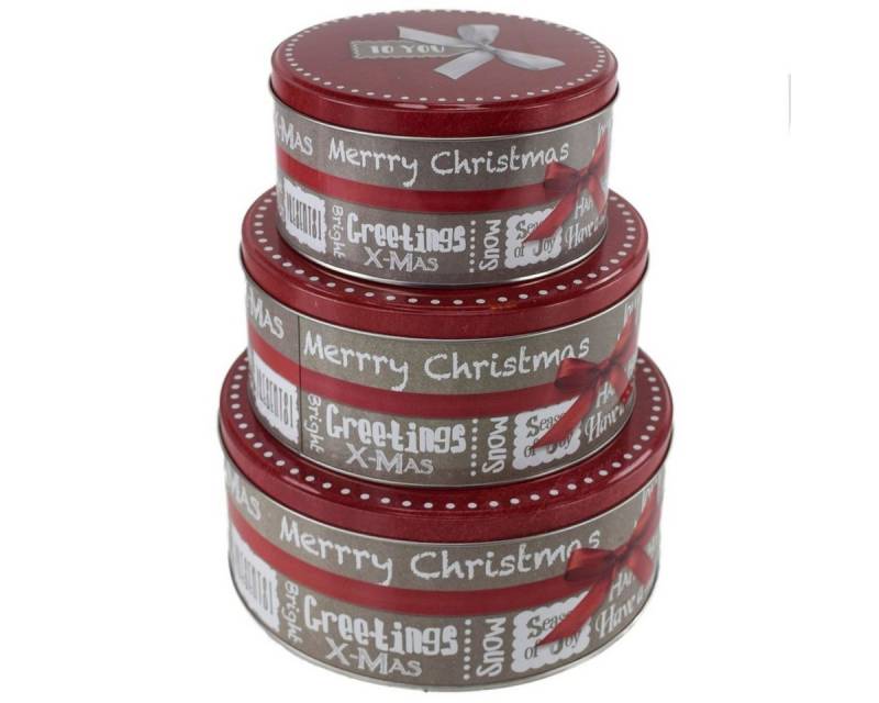 Jean Products Vorratsdose Metall Keksdosen mit Weihnachtsmotiv im Set mit 3 verschiedenen Größen, Metall, festlich gestaltet von Jean Products
