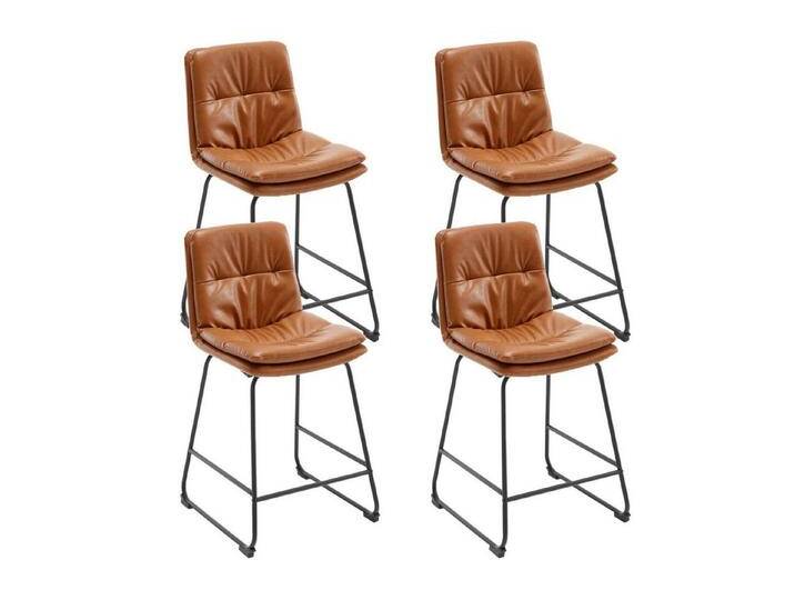 WAHSON OFFICE CHAIRS Barhocker 2er Set,PU-Leder/Kunstfell mit Lehne,doppelter Polsterung&Metallfüßen (4 St), braun, 4 St., Braun von OTTO