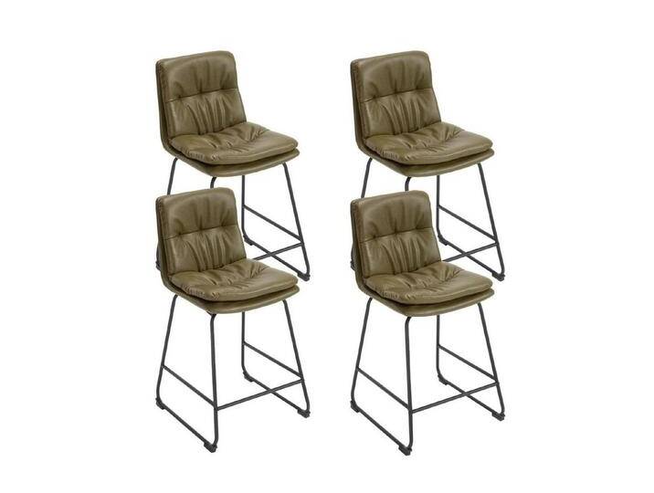 WAHSON OFFICE CHAIRS Barhocker 2er Set,PU-Leder/Kunstfell mit Lehne,doppelter Polsterung&Metallfüßen (4 St), grün, 4 St., Grün von OTTO