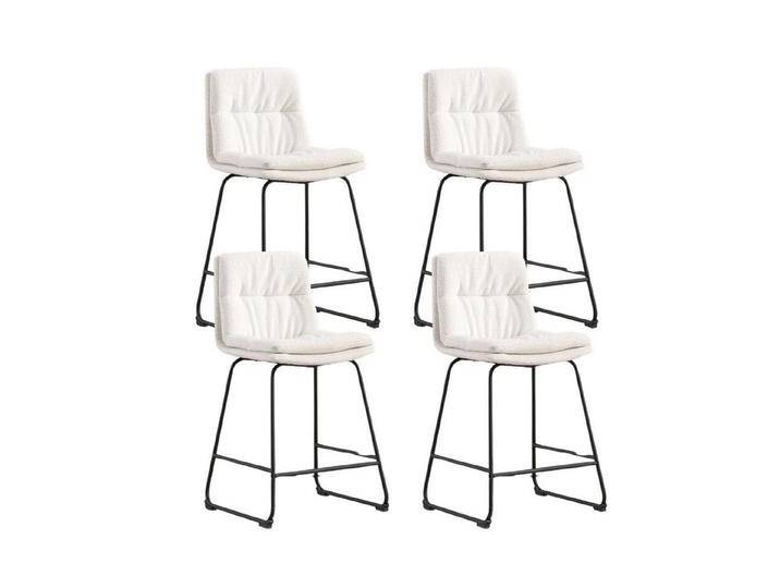 WAHSON OFFICE CHAIRS Barhocker 2er Set,PU-Leder/Kunstfell mit Lehne,doppelter Polsterung&Metallfüßen (4 St), weiß, 4 St., Weiß von OTTO