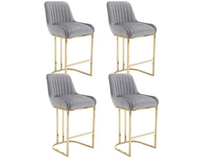 WAHSON OFFICE CHAIRS Barhocker Samt 2/4er Set Küchenhocker mit Lehne, grau, 4, Grau WAHSON OFFICE CHAIRS Barhocker Samt 2/4er Set Küchenhocker mit Lehne, grau, 4, Grau von OTTO