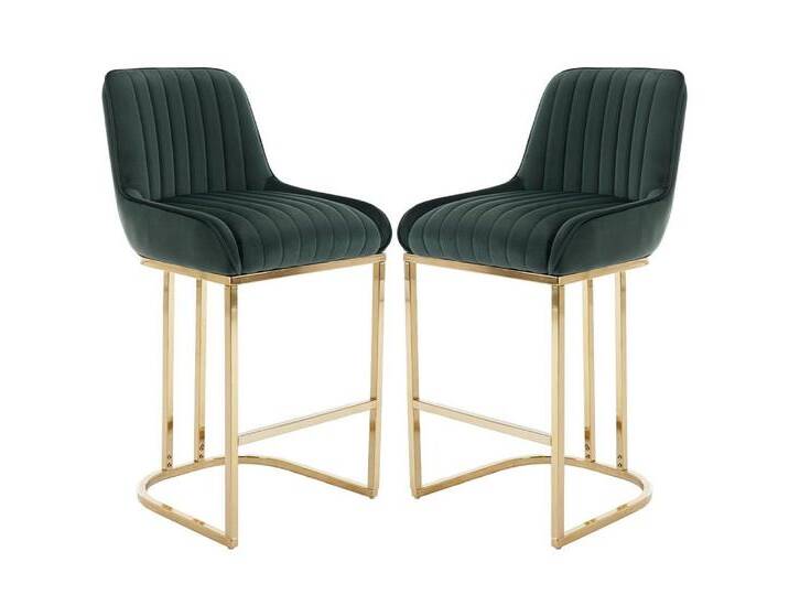 WAHSON OFFICE CHAIRS Barhocker Samt 2/4er Set Küchenhocker mit Lehne, grün, 2, Grün von OTTO