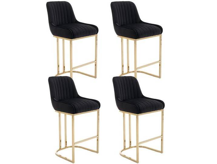 WAHSON OFFICE CHAIRS Barhocker Samt 2/4er Set Küchenhocker mit Lehne, schwarz, 4, Schwarz WAHSON OFFICE CHAIRS Barhocker Samt 2/4er Set Küchenhocker mit Lehne, schwarz, 4, Schwarz von OTTO