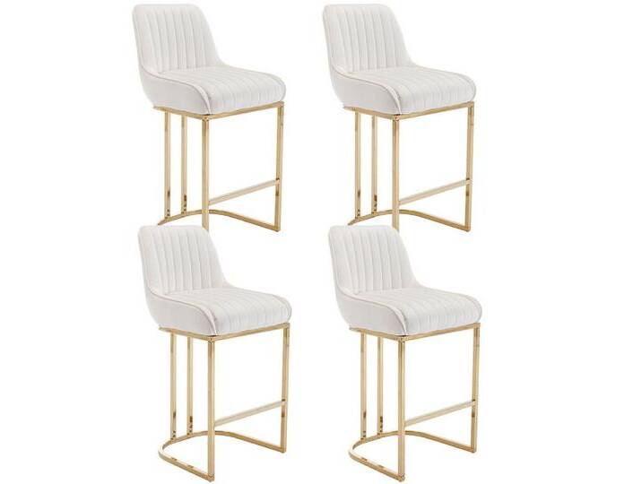 WAHSON OFFICE CHAIRS Barhocker Samt 2/4er Set Küchenhocker mit Lehne, weiß, 4, Weiß von OTTO