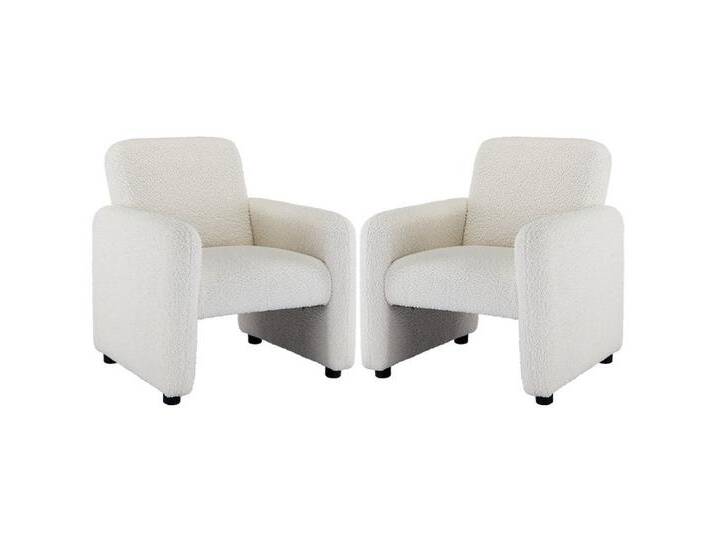 WAHSON OFFICE CHAIRS Cocktailsessel Teddystoff Ohrensessel mit Armlehnen, weiß, 2, Weiß von OTTO