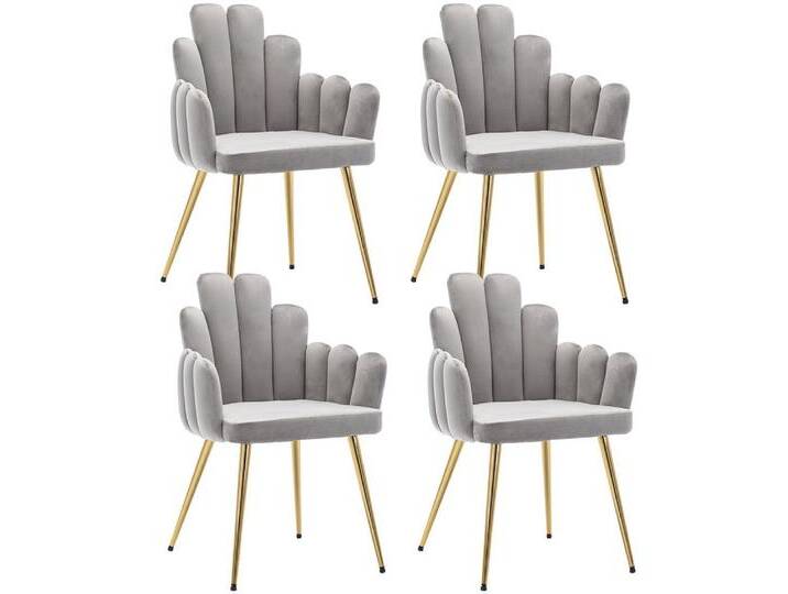 WAHSON OFFICE CHAIRS Esszimmerstuhl 2/4er Set, Samt Polsterstuhl Muschel Sessel Küchenstuhl für Wohnzimmer (4 St), grau, 4 St., Grau von OTTO