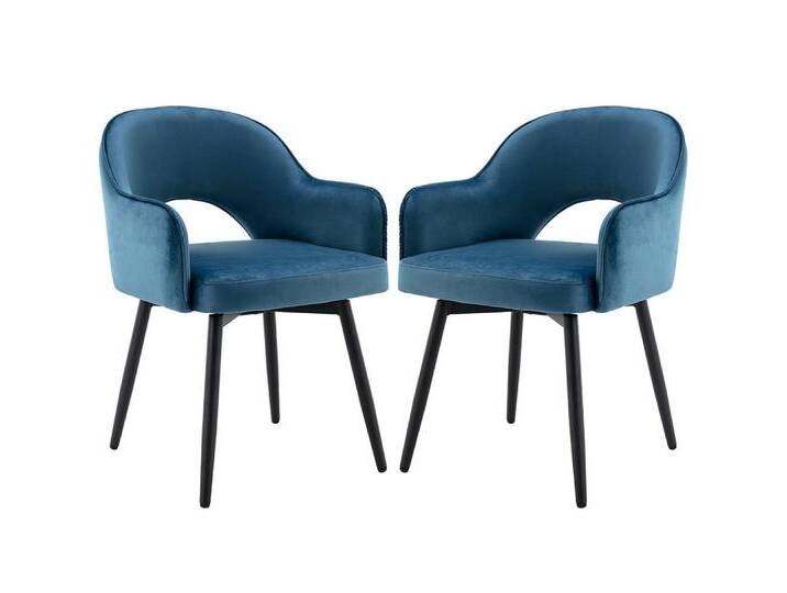 WAHSON OFFICE CHAIRS Esszimmerstuhl 2er Set Drehstuhl Samt Modern Küchenstühle Polsterstuhl, blau, Samt, Blau von OTTO
