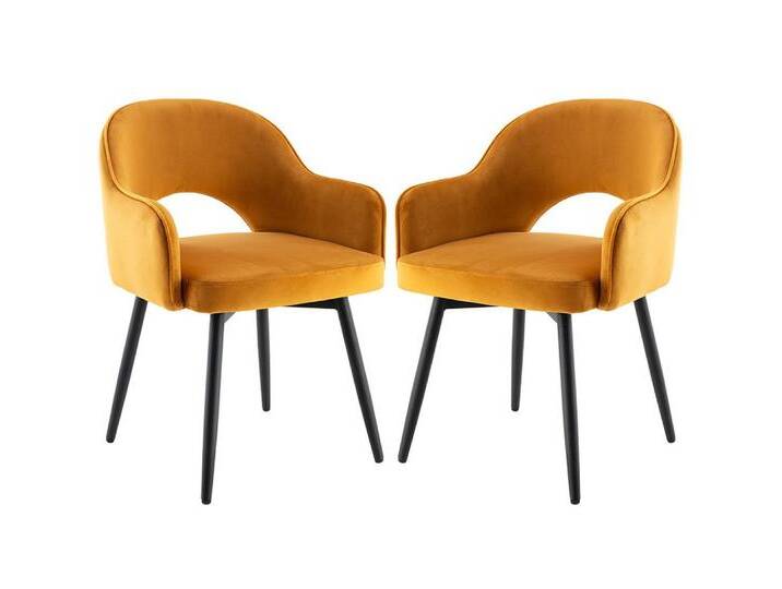 WAHSON OFFICE CHAIRS Esszimmerstuhl 2er Set Drehstuhl Samt Modern Küchenstühle Polsterstuhl, gelb, Samt, Gelb von OTTO