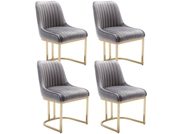 WAHSON OFFICE CHAIRS Esszimmerstuhl 2er Set Küchenstuhl mit goldene Stuhlbeine, grau, 4, Grau von OTTO