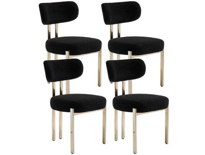 WAHSON OFFICE CHAIRS Esszimmerstuhl aus Teddystoff 2er Set Küchenstuhl mit Metallbeinen, Polsterstühle (4 St), schwarz, 4 St., Schwarz von OTTO