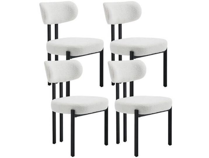 WAHSON OFFICE CHAIRS Esszimmerstuhl aus Teddystoff 2er Set Küchenstuhl mit Metallbeinen, Polsterstühle (4 St), weiß, 4 St., Weiß von OTTO