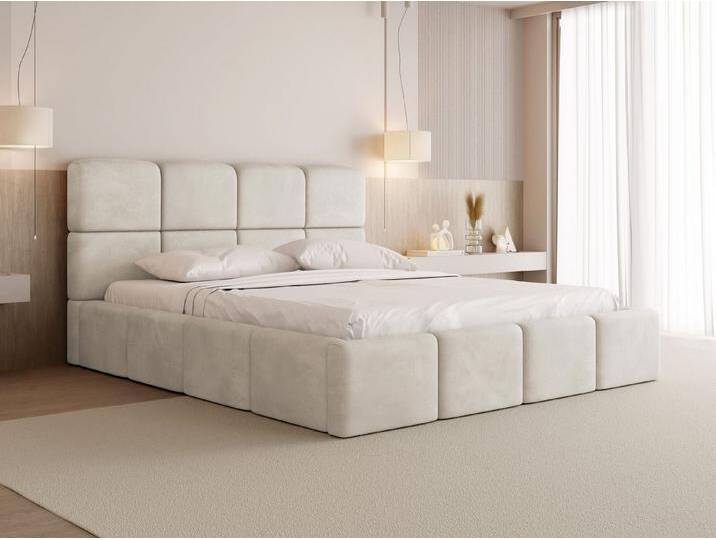 WFL GROUP Polsterbett Tivio Comfort (erhältlich in 5 Größen 120x200, 140x200, 160x200, 180x200, 200x200 cm), Doppelbett mit Stauraum, hohem Kopfteil, boucle oder samt Stoff von OTTO