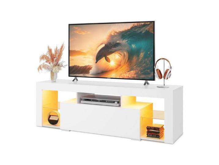 WLIVE TV-Schrank 135/160 cm Lowboard mit RGB-LED für Fernseher bis 60/65/70 Zoll, (20 Farben RGB Fernsehschrank für Wohnzimmer, Schlafzimmer) Modernes TV Board Hochglanz, Weiß von OTTO
