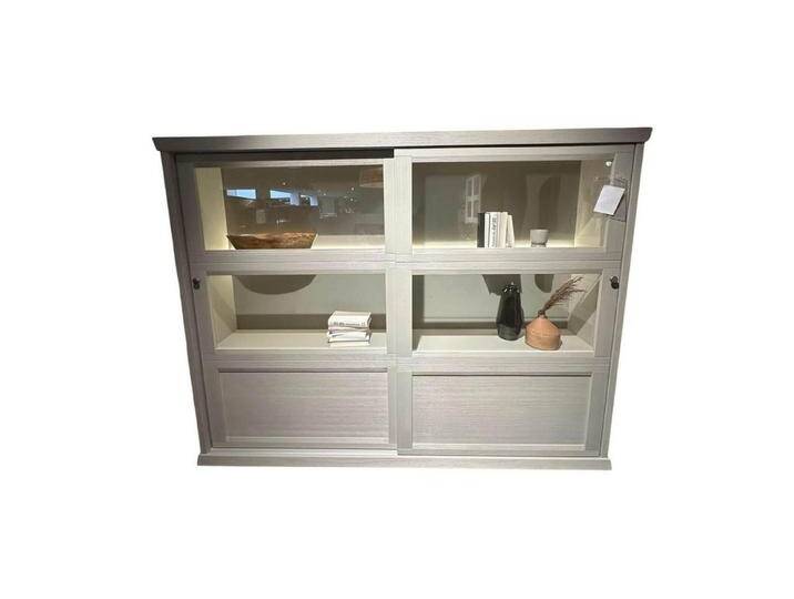 WÖSTMANN MARKENMÖBEL Standvitrine Highboard WM Casa 220 Pinie Massiv Grau Soft Gebürstet Mit von OTTO