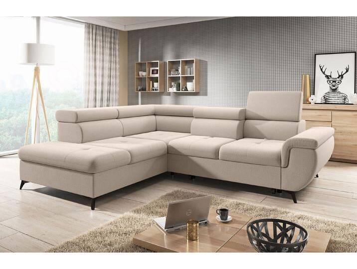WOHNKLUSIV Ecksofa Ecksofa TREVISO mit verstellbarer Sitztiefe und Schlaffunktion, mit Relaxfunktion, beige, Ottomane links 222cm x 271cm von OTTO