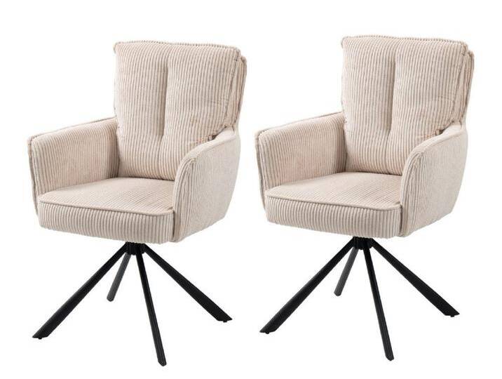 WOLF MÖBEL Esszimmerstuhl 2er-Set Drehstuhl Asher 180° creme - mit Rückstellfunktion (62x67x95) von OTTO