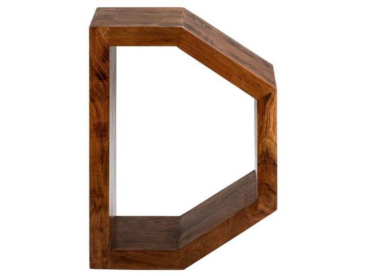 WOMO-DESIGN Beistelltisch Kaffeetisch moderne Loungetisch Couchtisch Wohnzimmertisch Holztisch, Braun 60cm Unikat handgefertigt Massivholz Akazienholz D-Form Tisch von OTTO